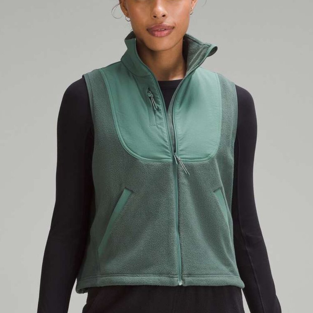 lululemon Fleece + Ripstop Hiking Vest Dark Forest Green Size 6 NWT